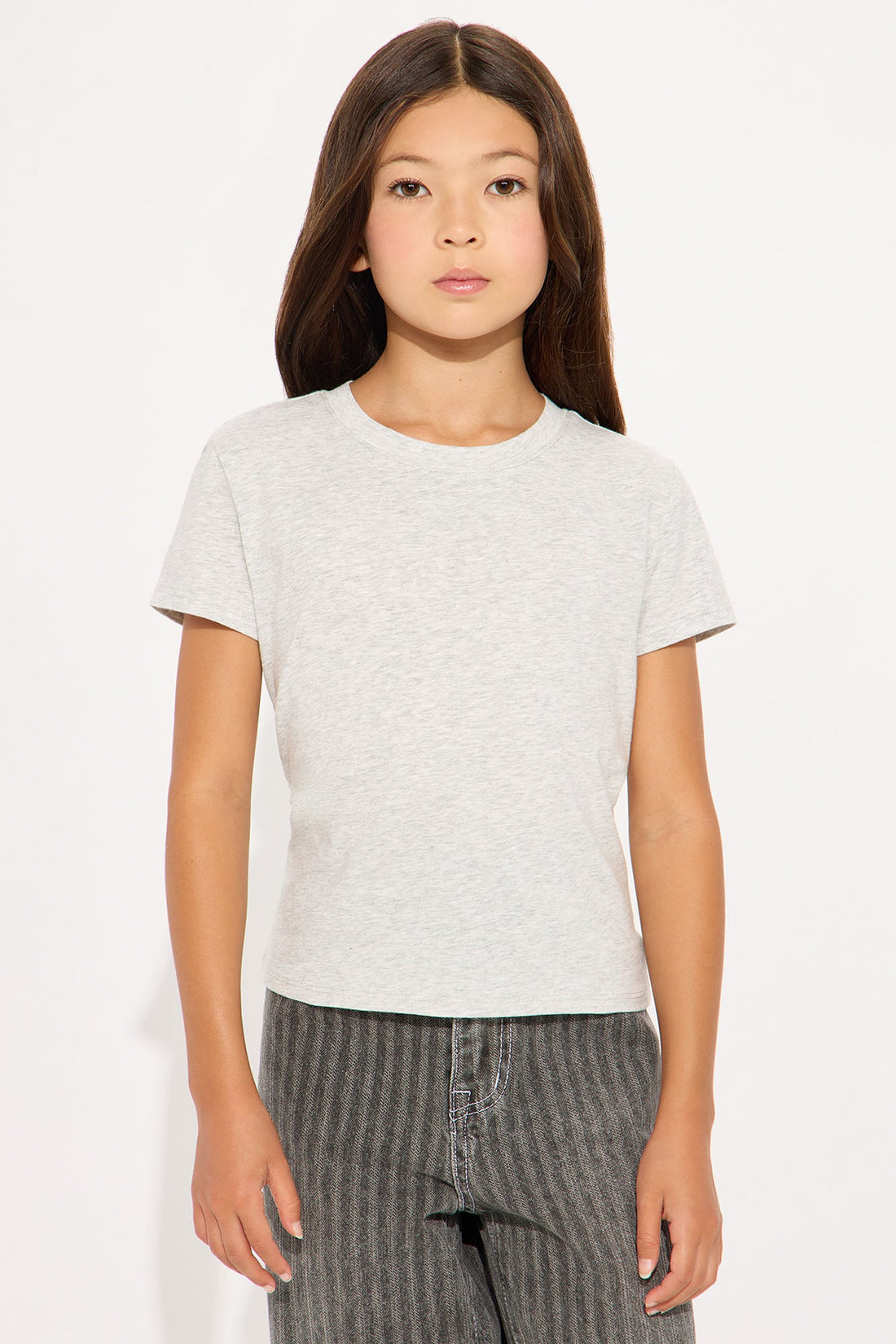 Mini Camilla Classic Fit Crew Neck Tee - Heather Grey