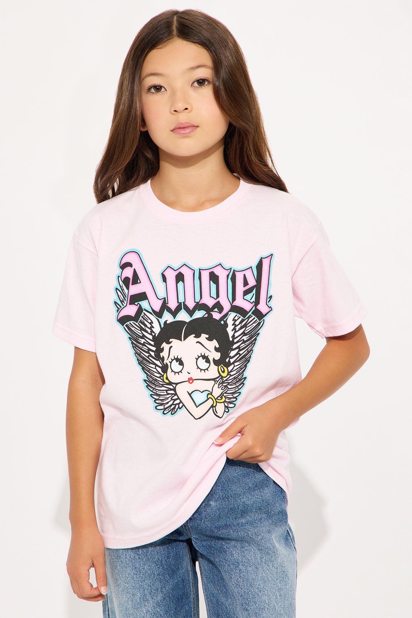 Mini Betty Boop Angel Short Sleeve Tee - Light Pink