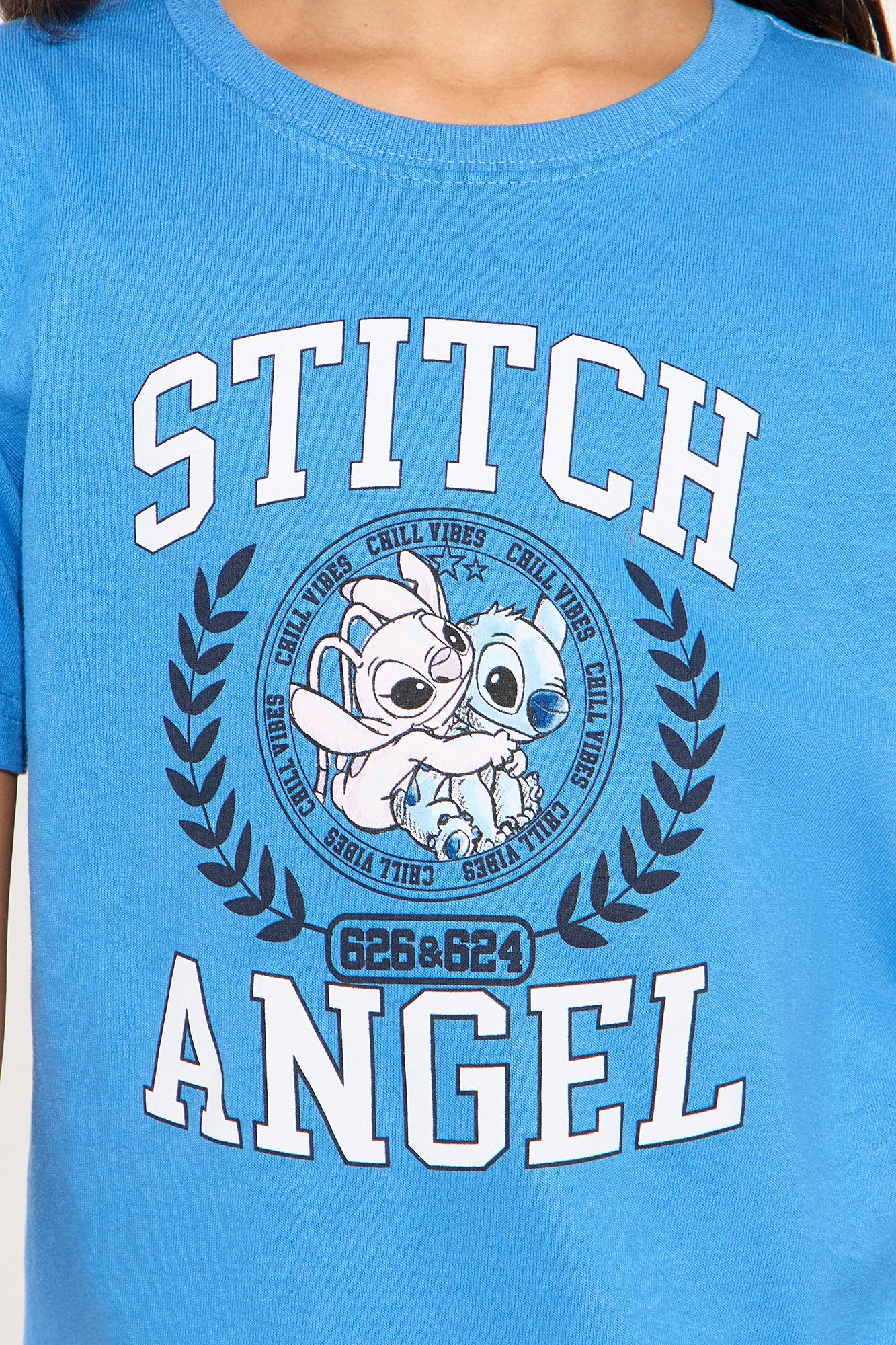 Mini Stitch And Angel Forever Short Sleeve Tee - Light Blue