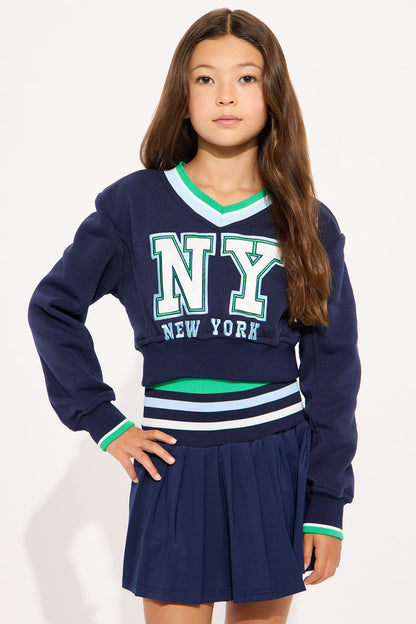 Mini Preppy Life Skirt Set - Navy