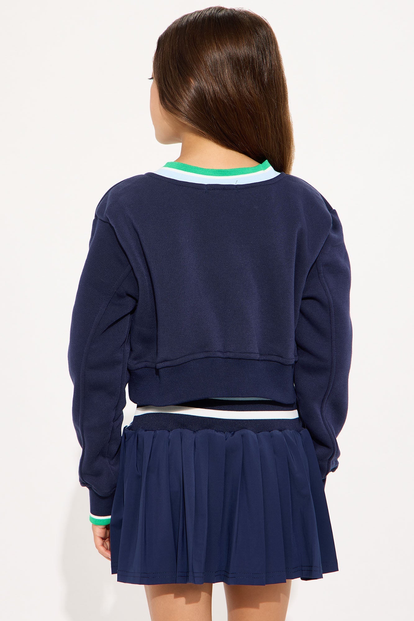 Mini Preppy Life Skirt Set - Navy