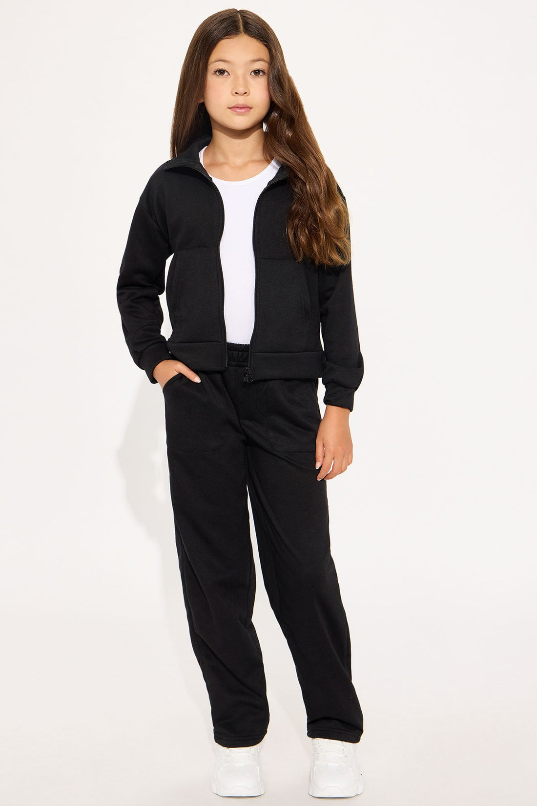 Mini Blake Zip Up Fleece Pant Set - Black