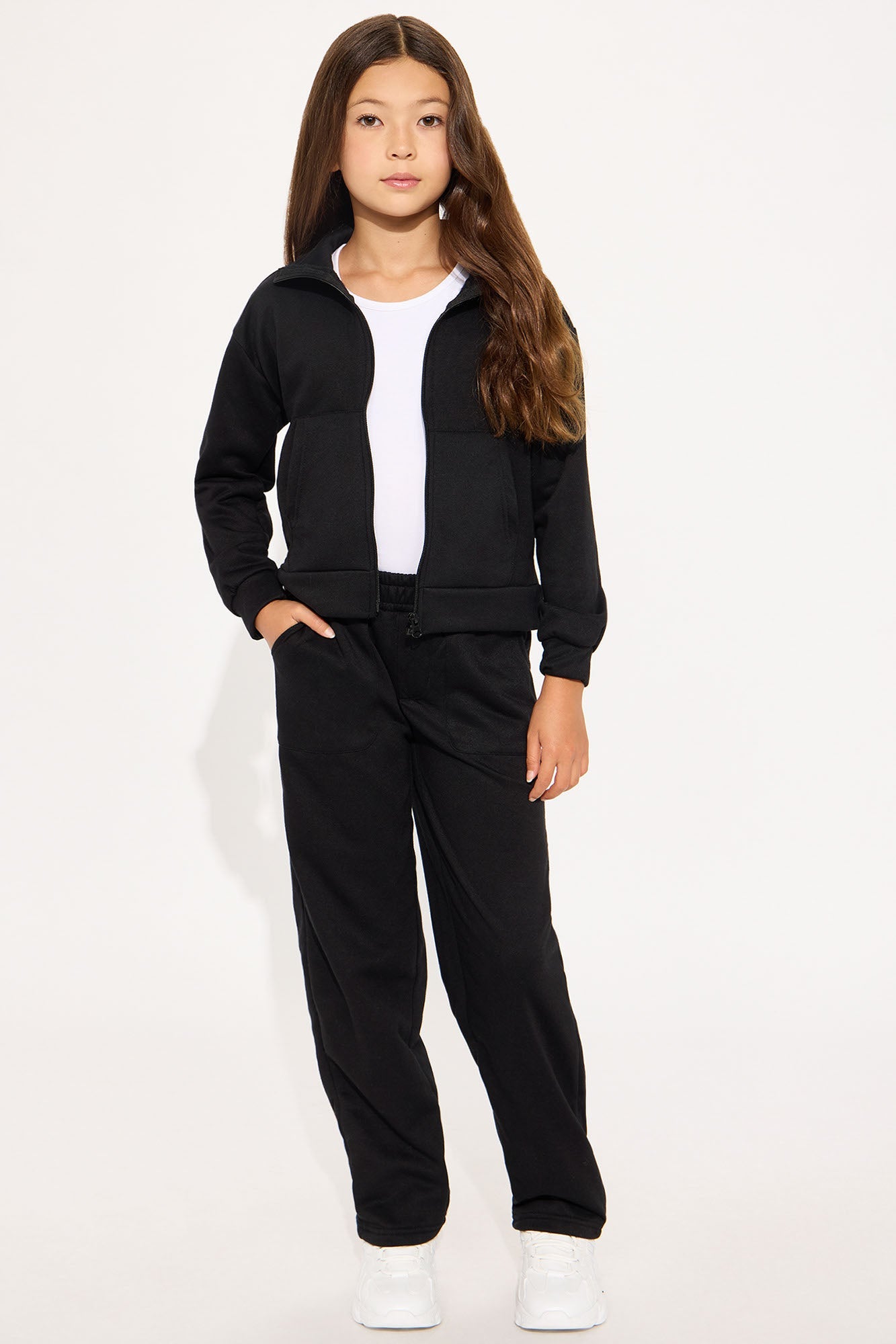 Mini Blake Zip Up Fleece Pant Set - Black