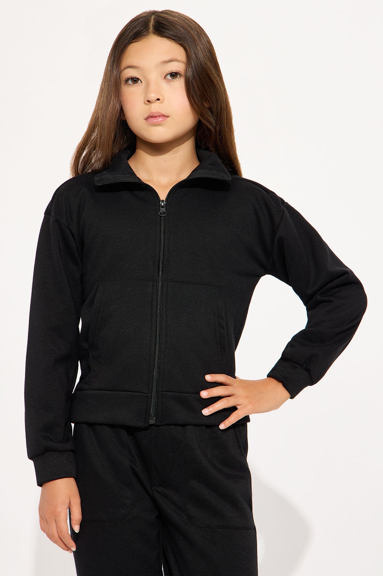 Mini Blake Zip Up Fleece Pant Set - Black