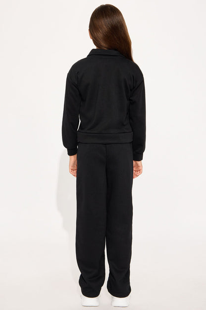 Mini Blake Zip Up Fleece Pant Set - Black