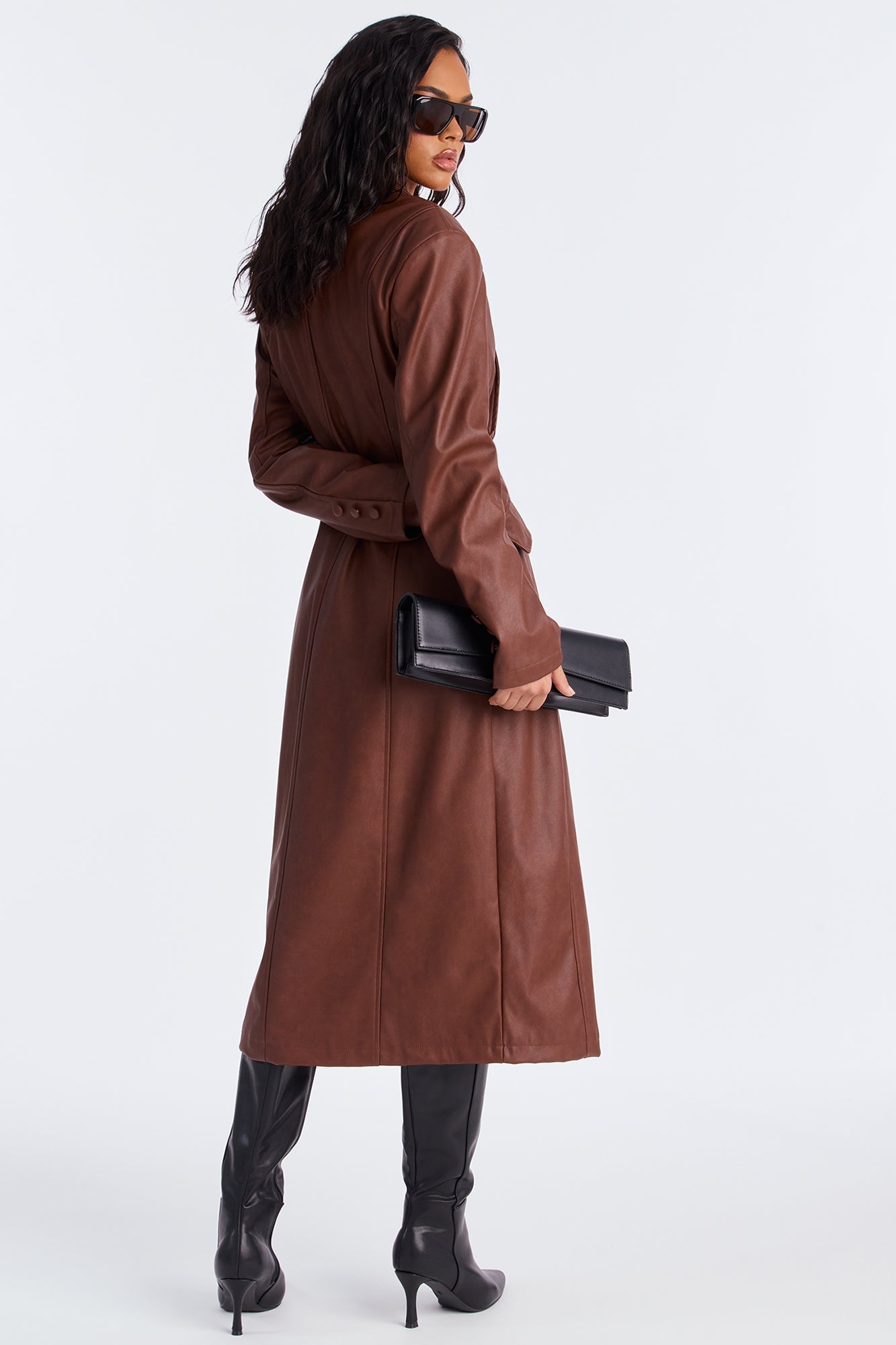 Taking Up Space Faux Leather Coat - Cognac