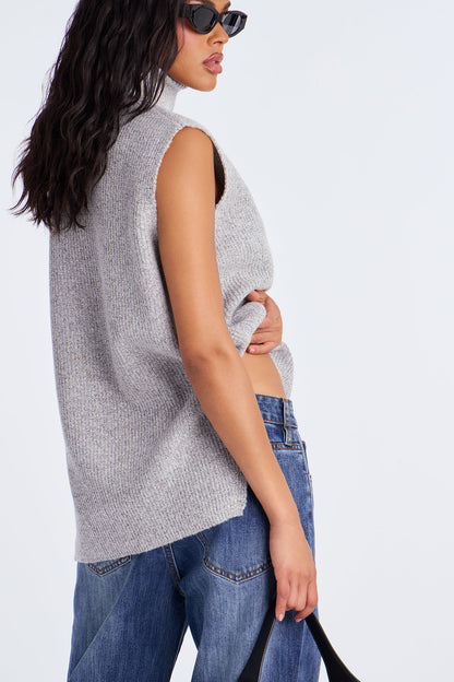 Like A Dime Turtle Neck Sweater - Heather Grey