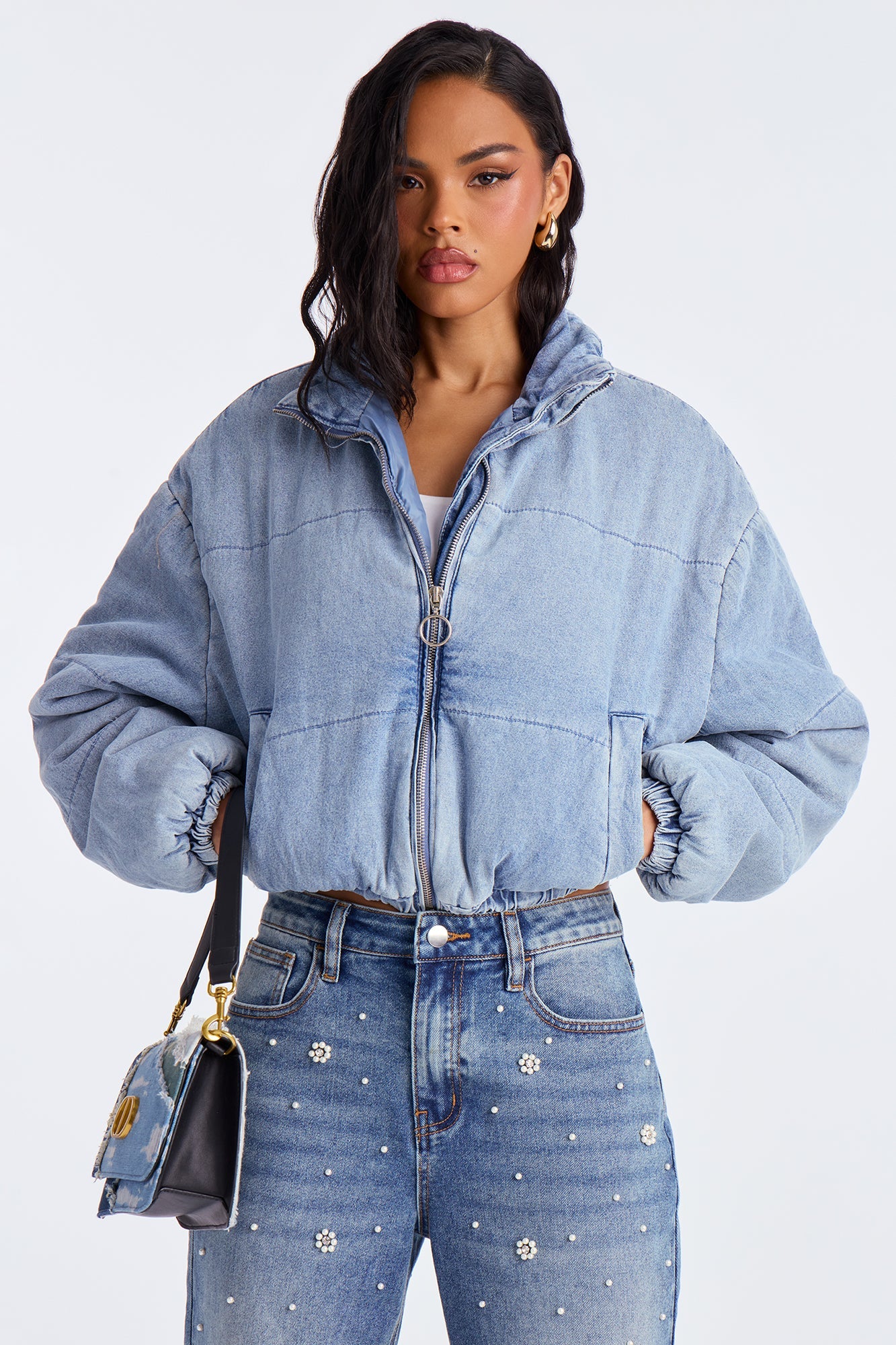 Darby Denim Bomber Jacket - Light Wash