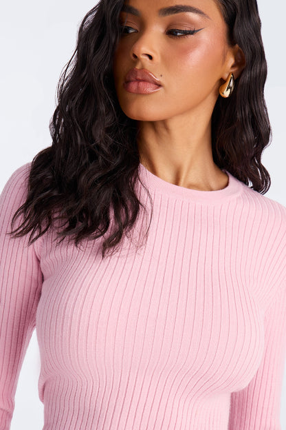 Basically Perfect Ribbed Sweater - Pink