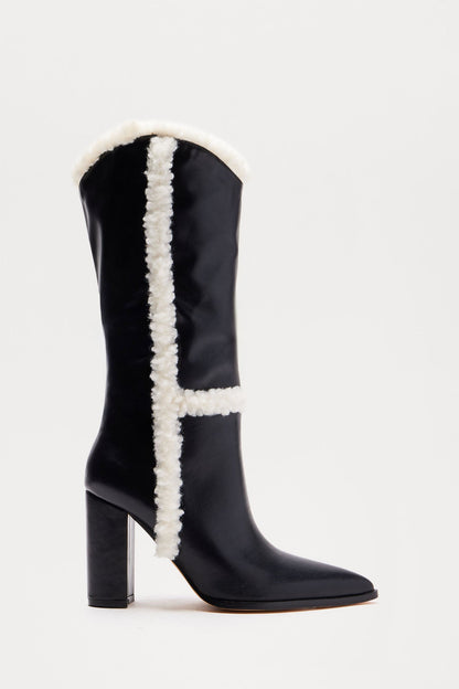 Saint Faux Fur Knee High Boots - Black