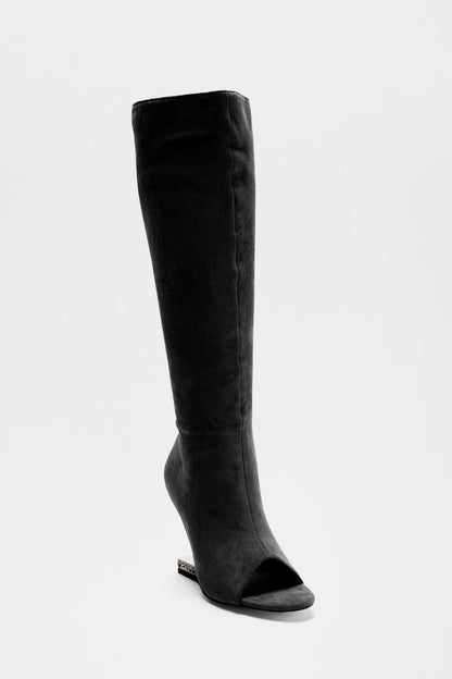 Trenton Faux Suede Boots - Black