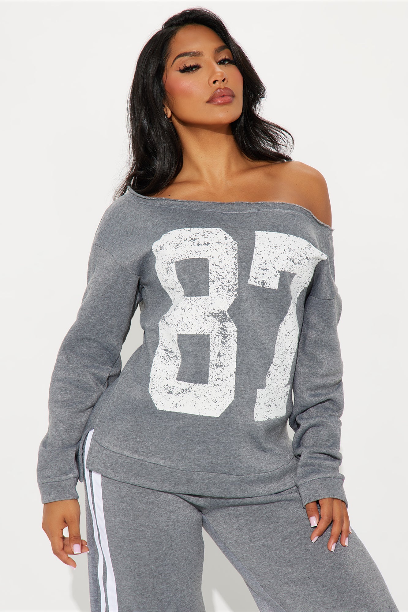 Eighty Seven Fleece Pant Set - Heather Grey