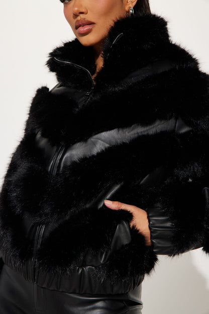 Luxe Life Faux Fur Jacket - Black