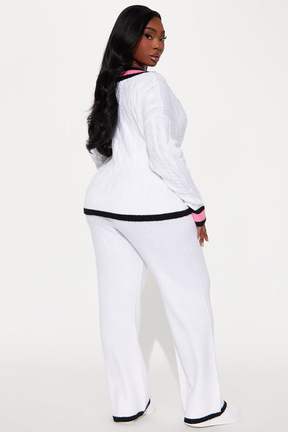 Perfectly Polished Sweater Pant Set - Ivory/combo