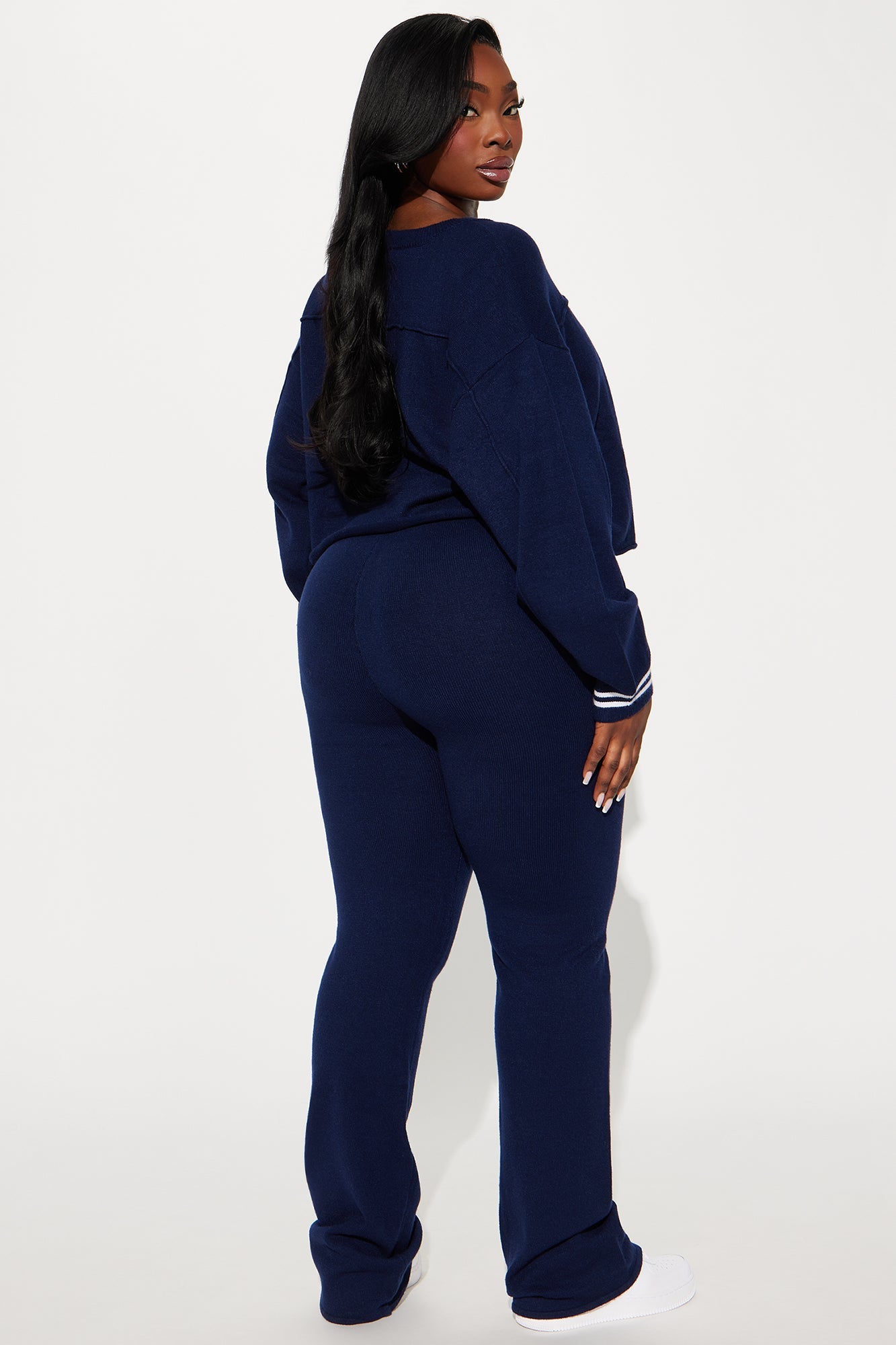Sporty Vibes Flare Leg Pant Set - Navy