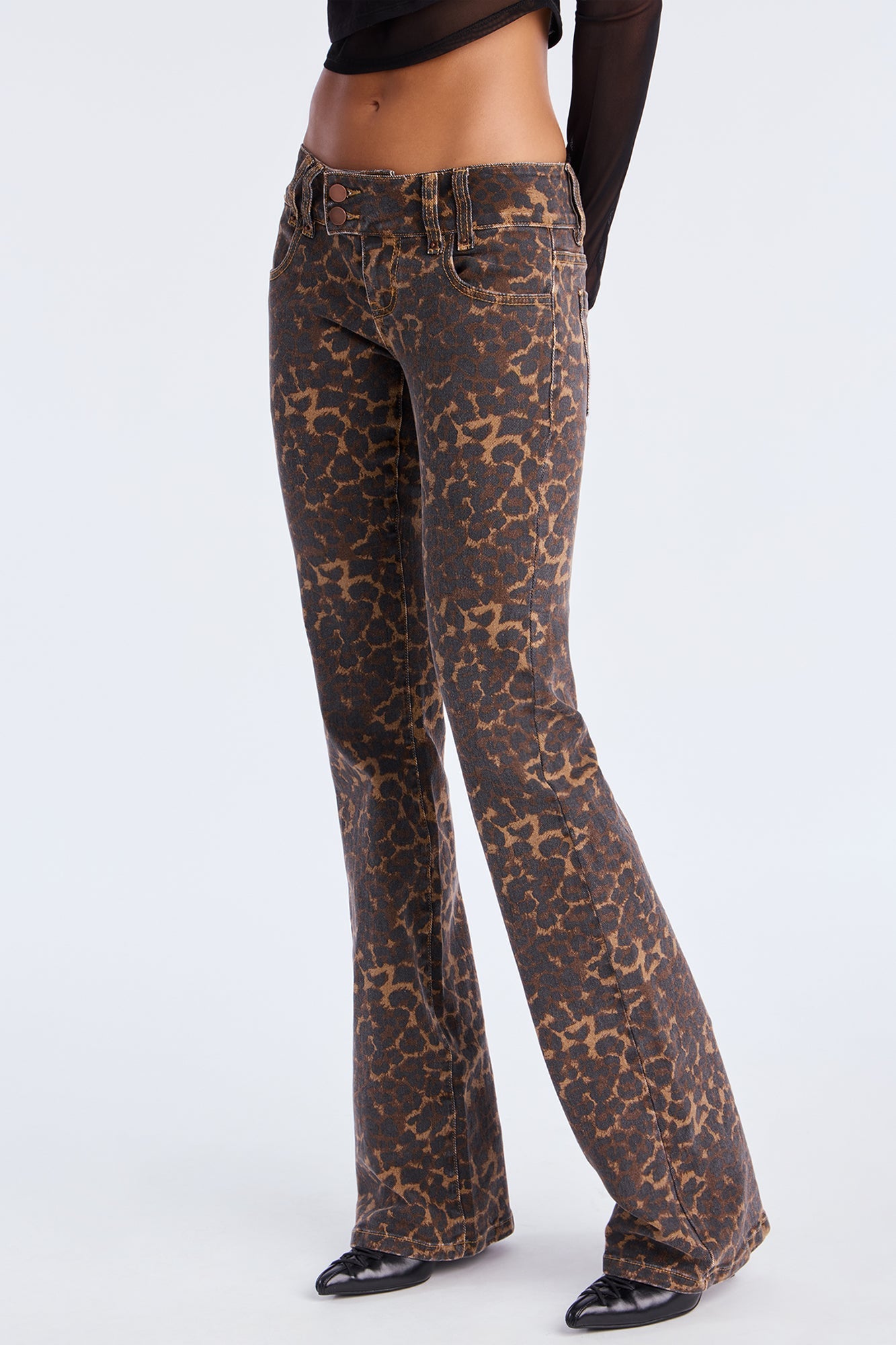 Tall Wild One Leopard Print Flare Jeans - Brown/combo