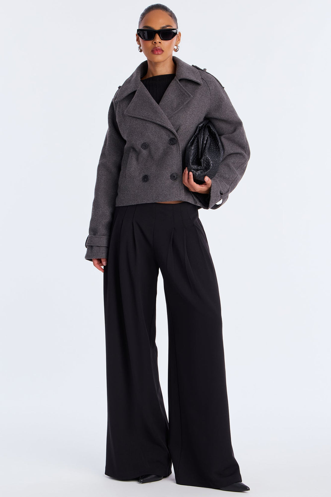 Emily Cropped Trench - Charcoal