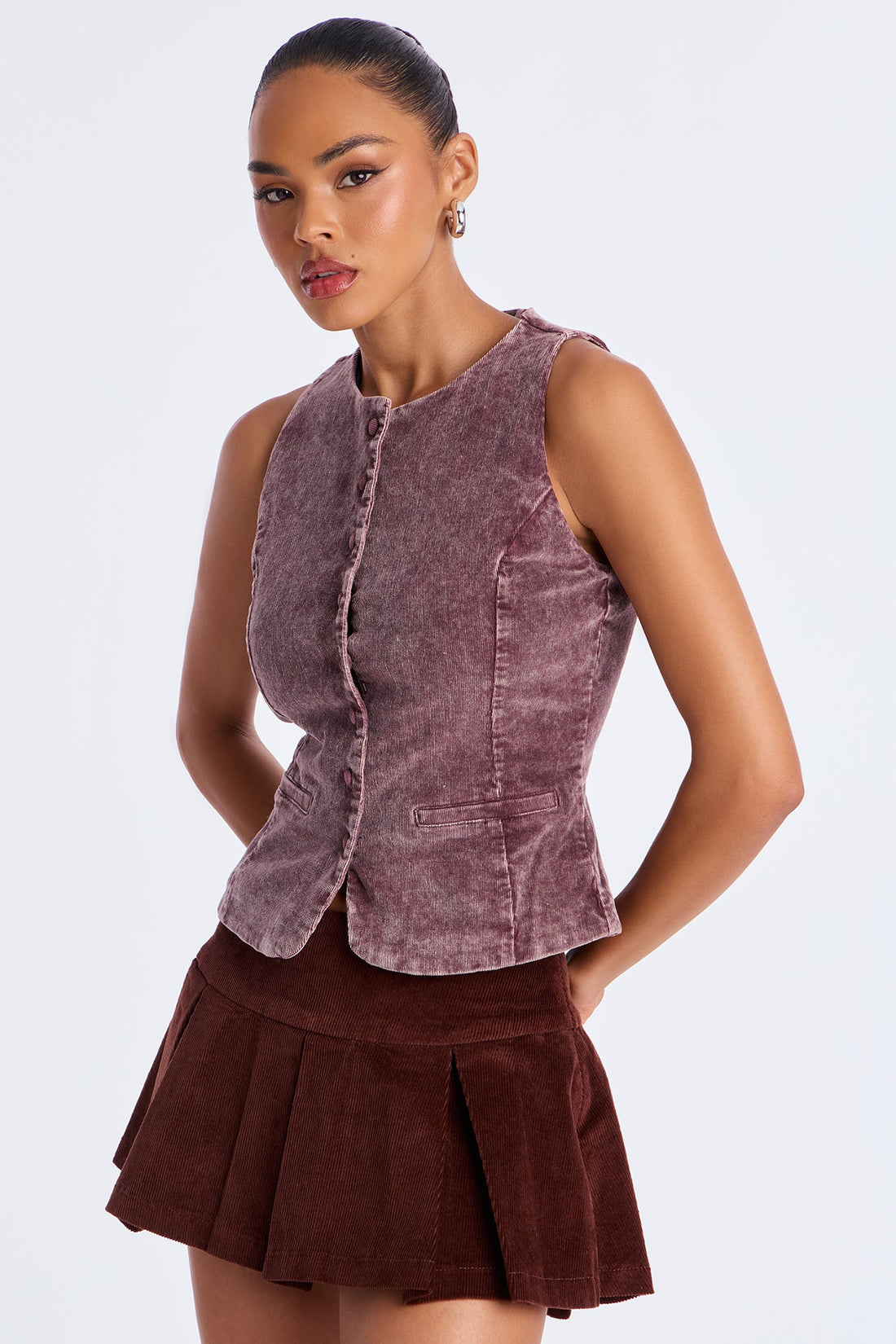 Hard To Catch Corduroy Vest - Brown