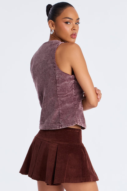 Hard To Catch Corduroy Vest - Brown