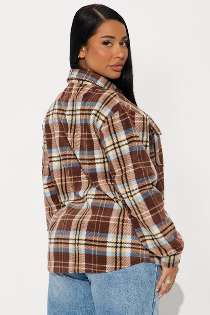 Dana Plaid Long Shacket - Brown/combo