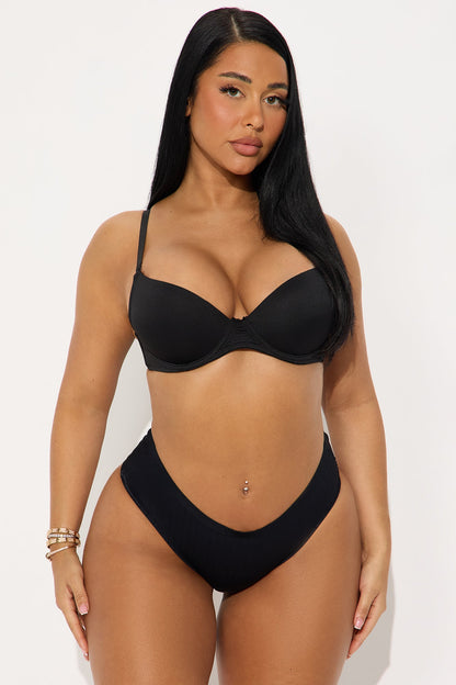 Stretch Ribbed Hipster Panty - Black