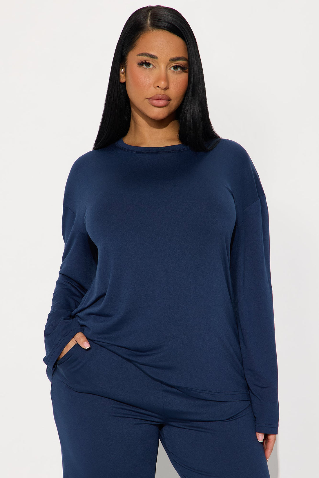 Relax Mood Long Sleeve PJ Pant Set - Navy