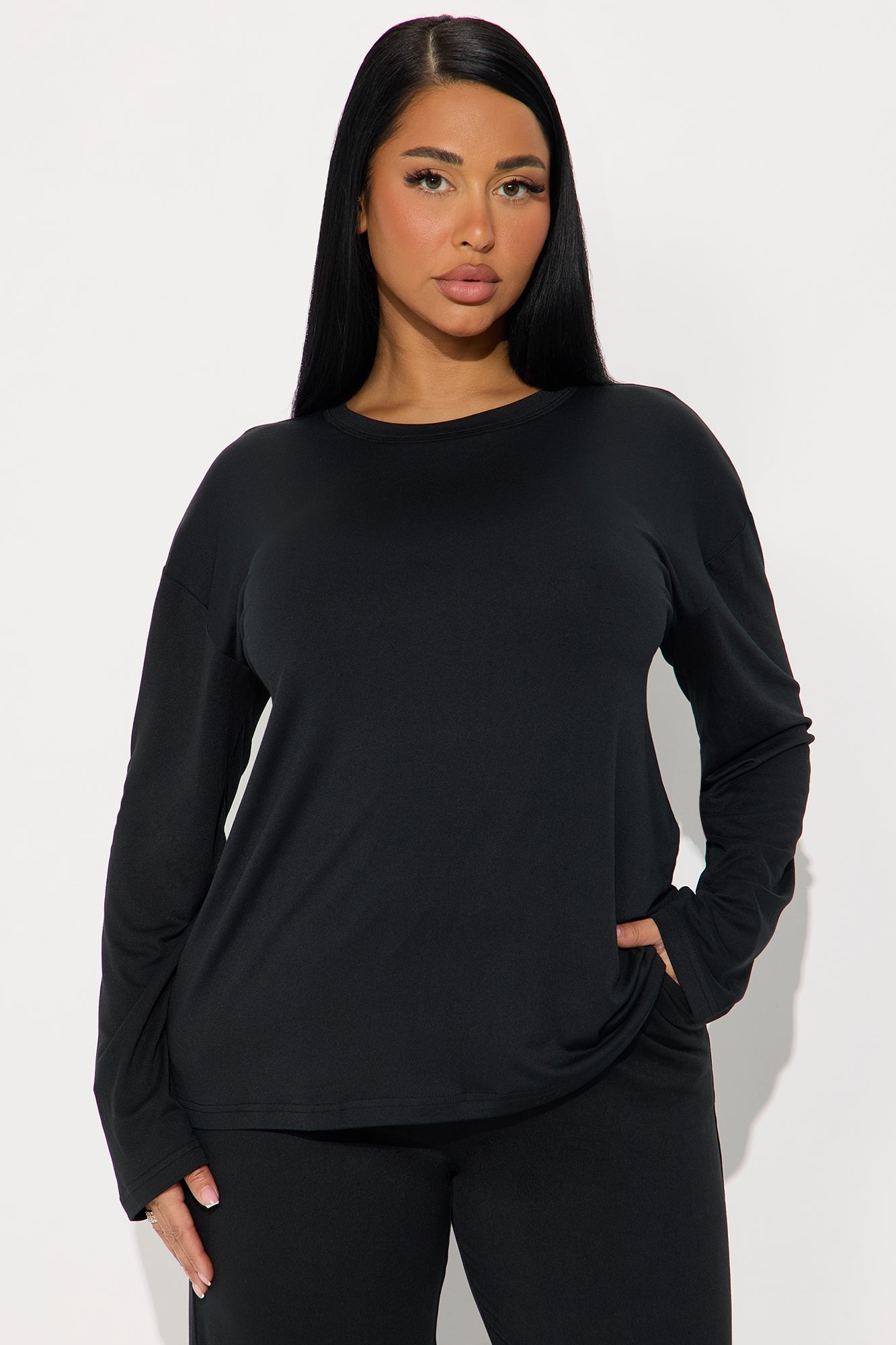 Relax Mood Long Sleeve PJ Pant Set - Black