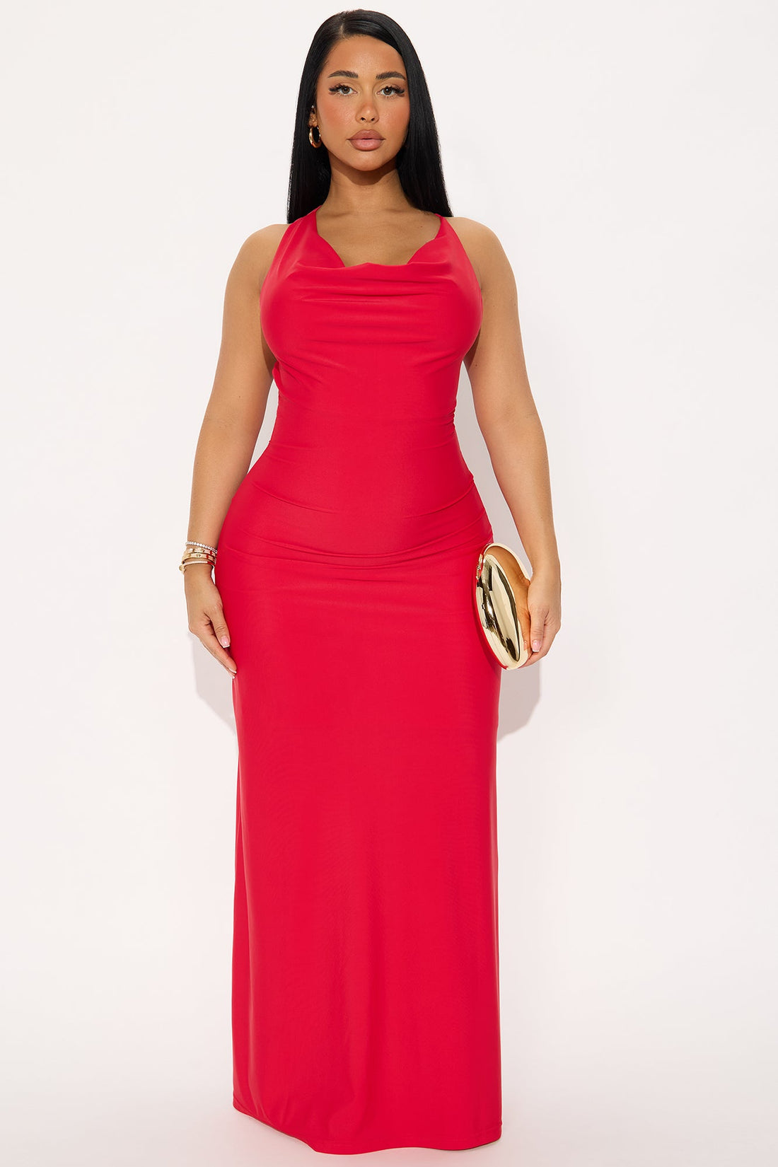 Timeless Touch Backless Maxi Dress - Red