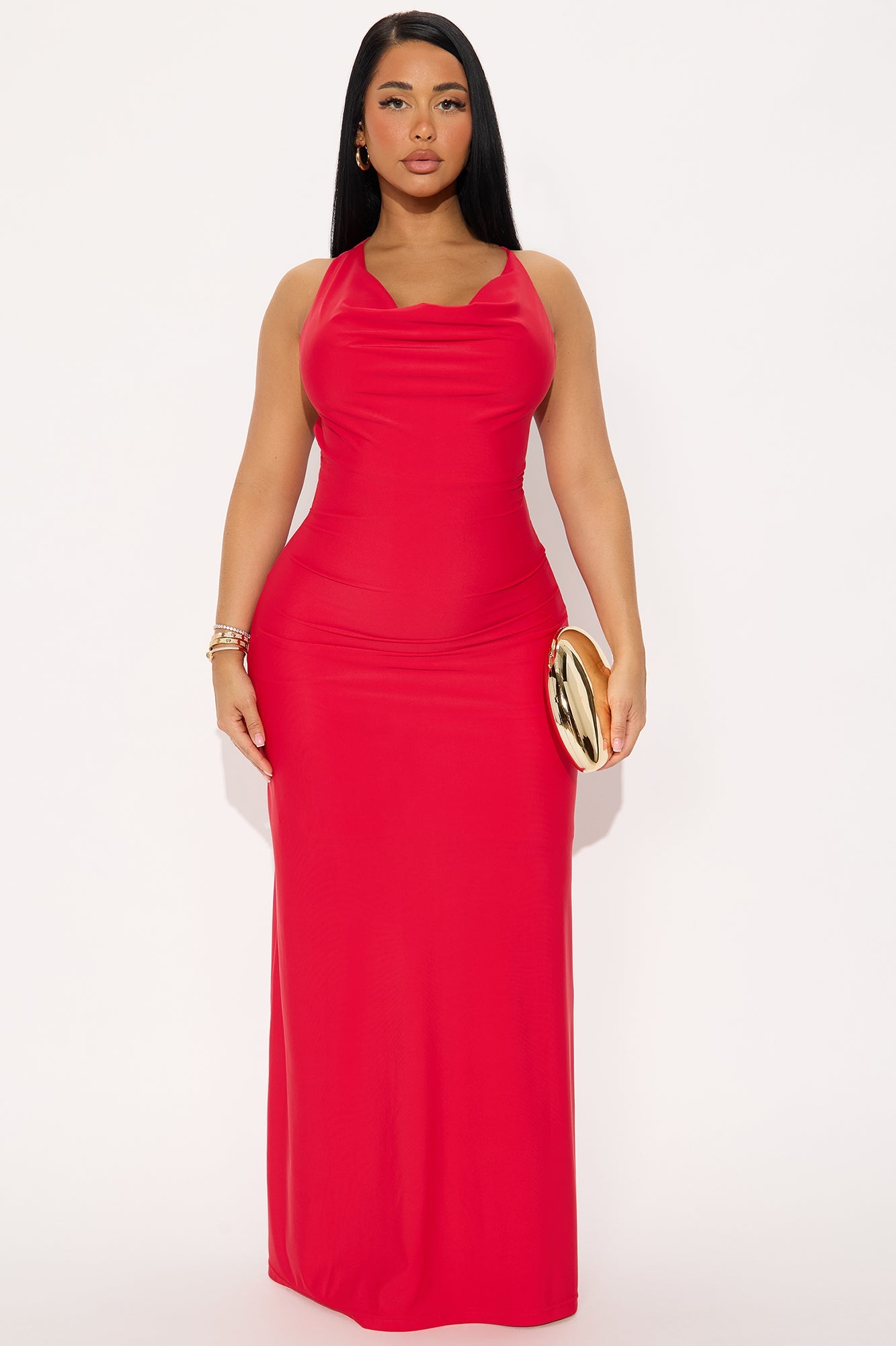 Timeless Touch Backless Maxi Dress - Red