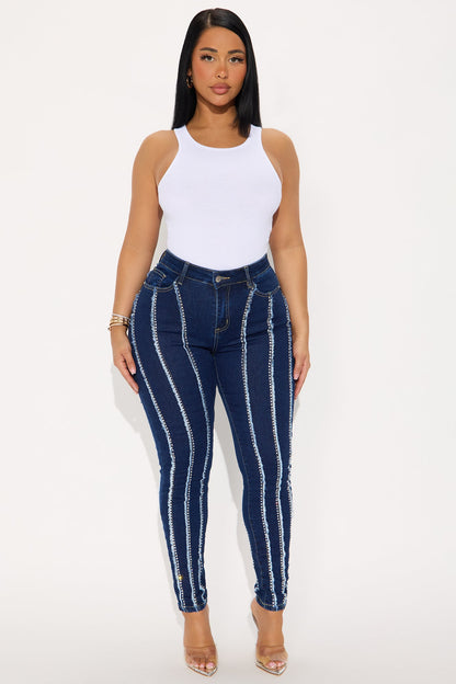 Watch Her Embellished Skinny Jeans - Dark Wash
