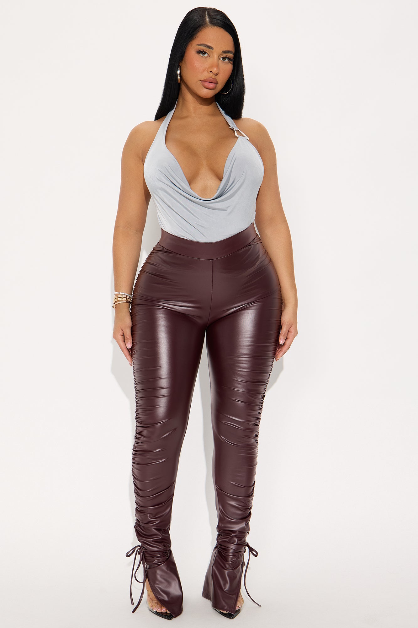 Rue Cowl Neck Halter Top - Grey