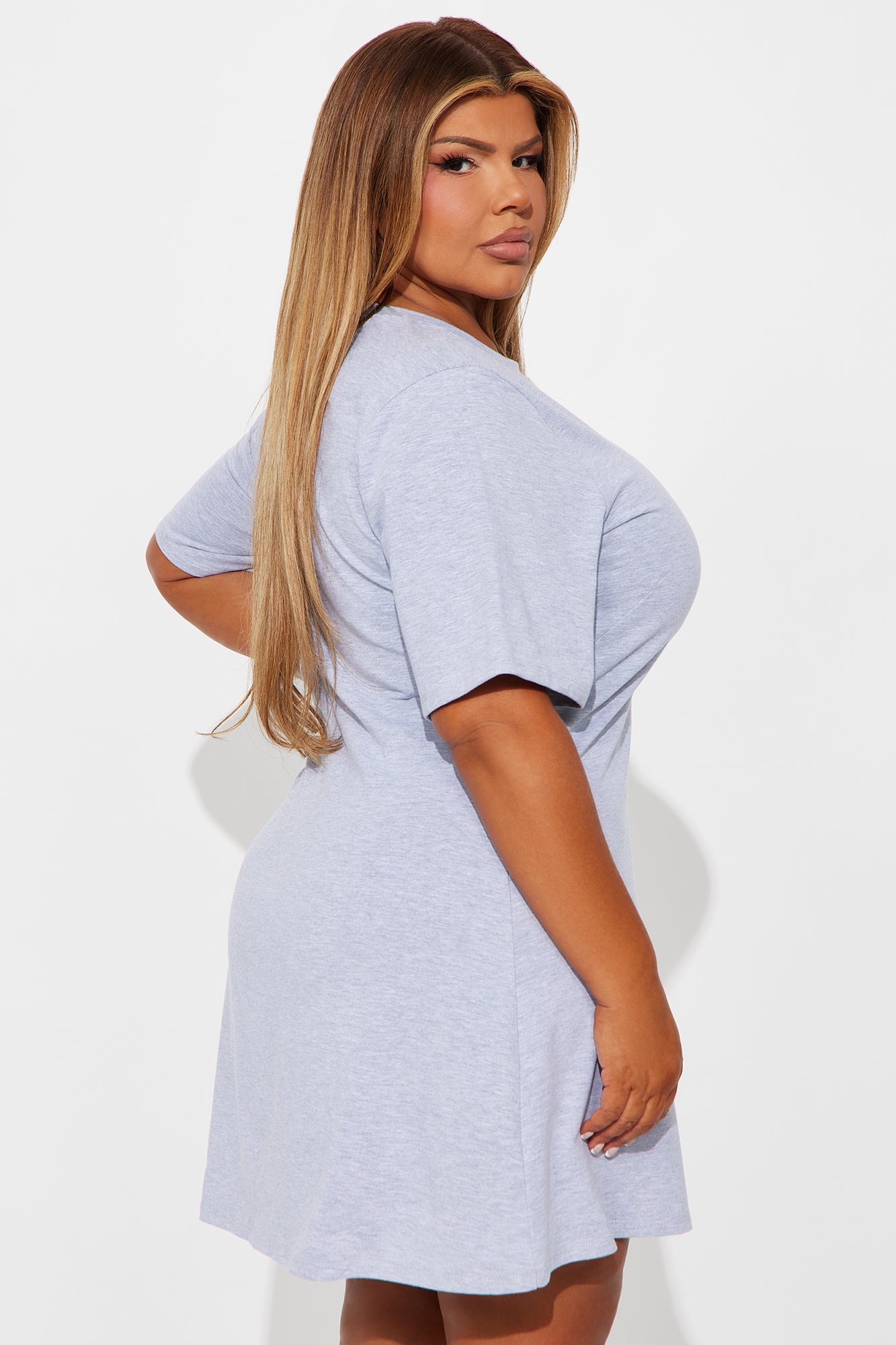 Jaycee Short Sleeve T Shirt Mini Dress - Heather Grey