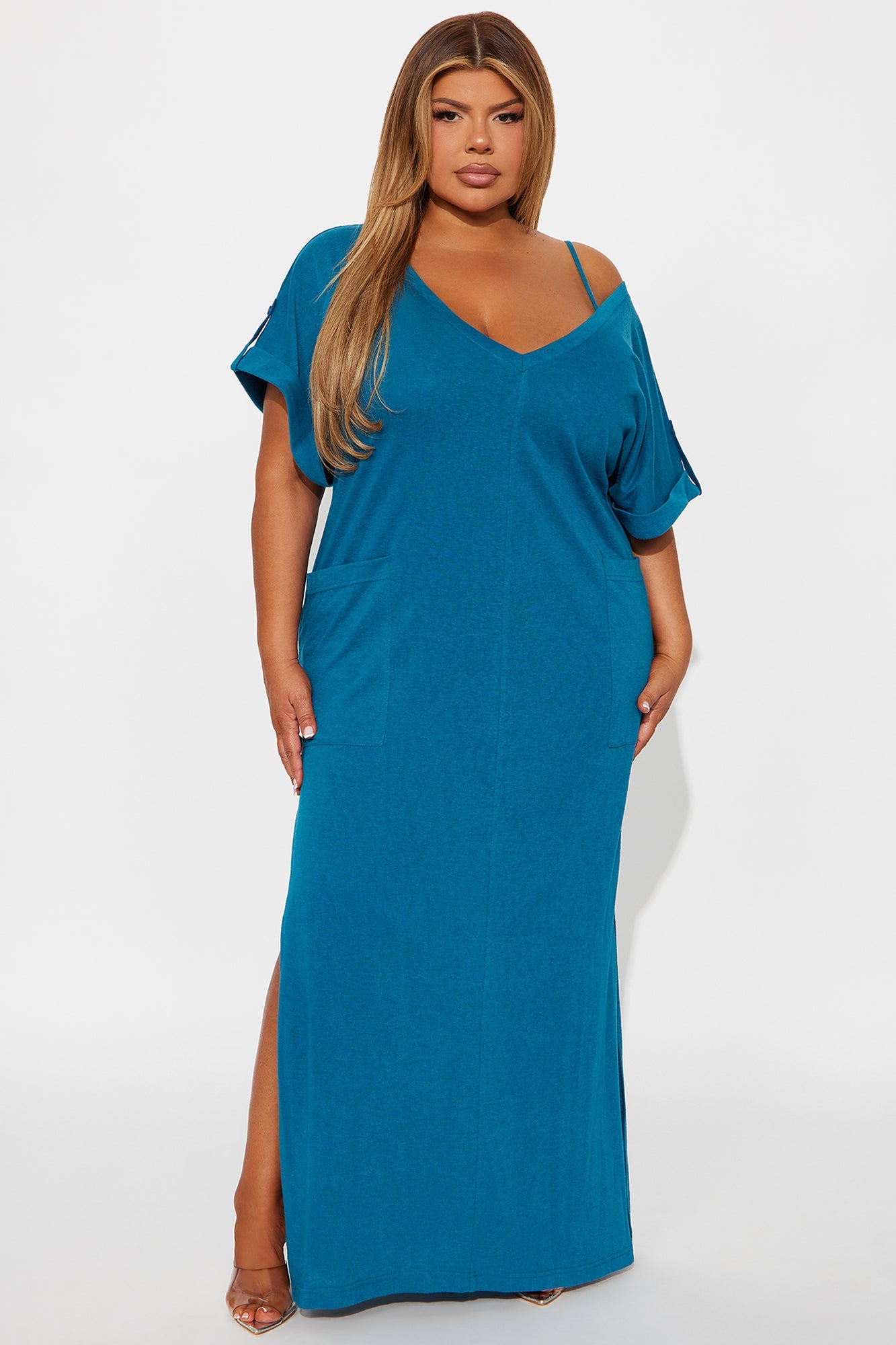 Unbothered 2 Piece Maxi Dress Set - Teal