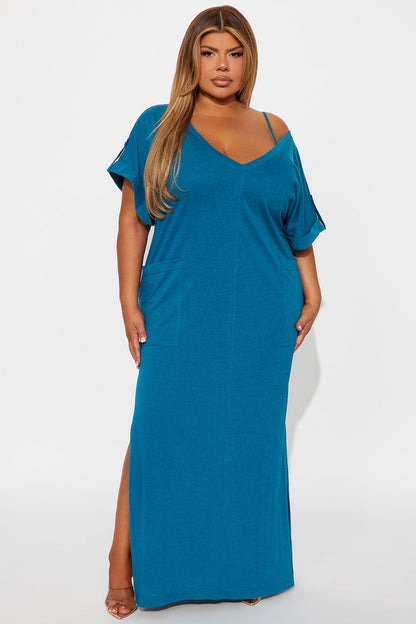 Unbothered 2 Piece Maxi Dress Set - Teal