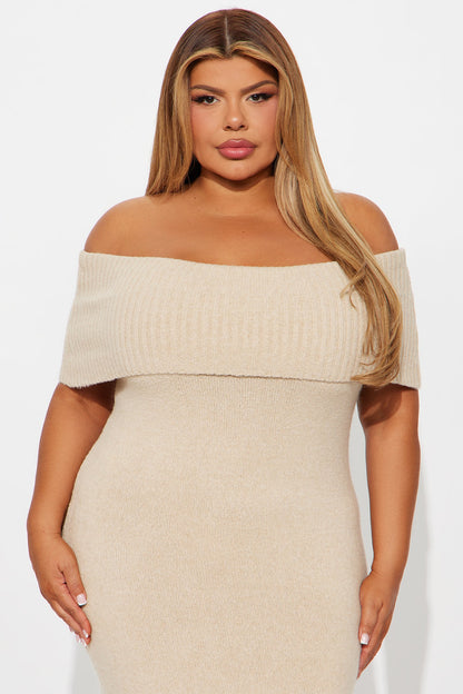 Wine Night Sweater Maxi Dress - Oatmeal