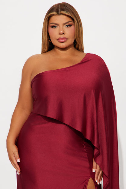 Classic Mayhem Draped Maxi Dress - Burgundy