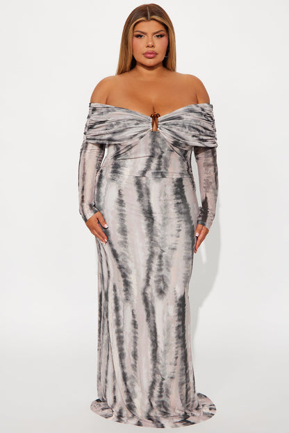 Halo Heat Mesh Maxi Dress - Grey/combo