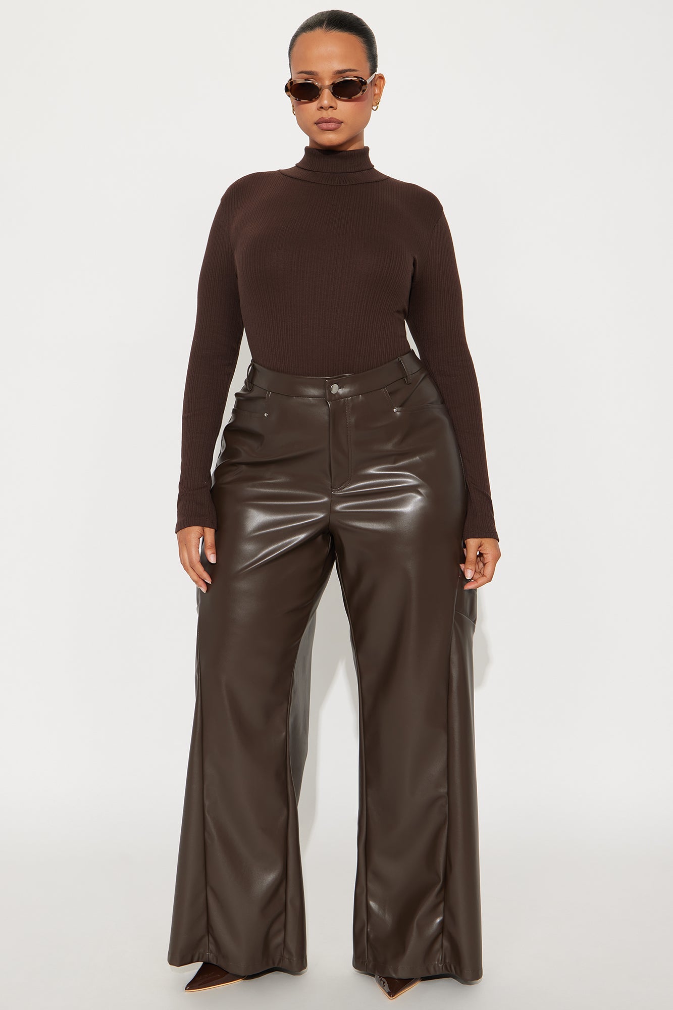 Tess Turtleneck Bodysuit - Chocolate