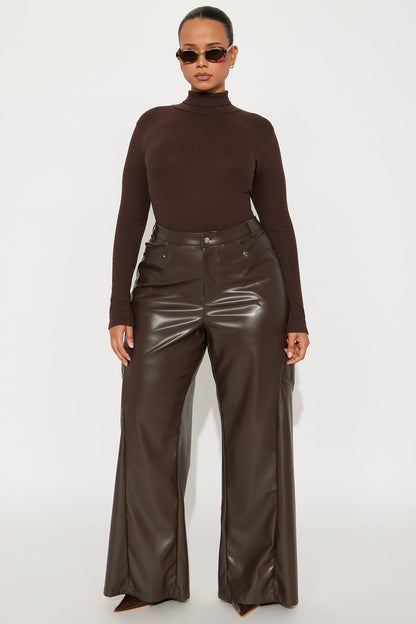 Tess Turtleneck Bodysuit - Chocolate
