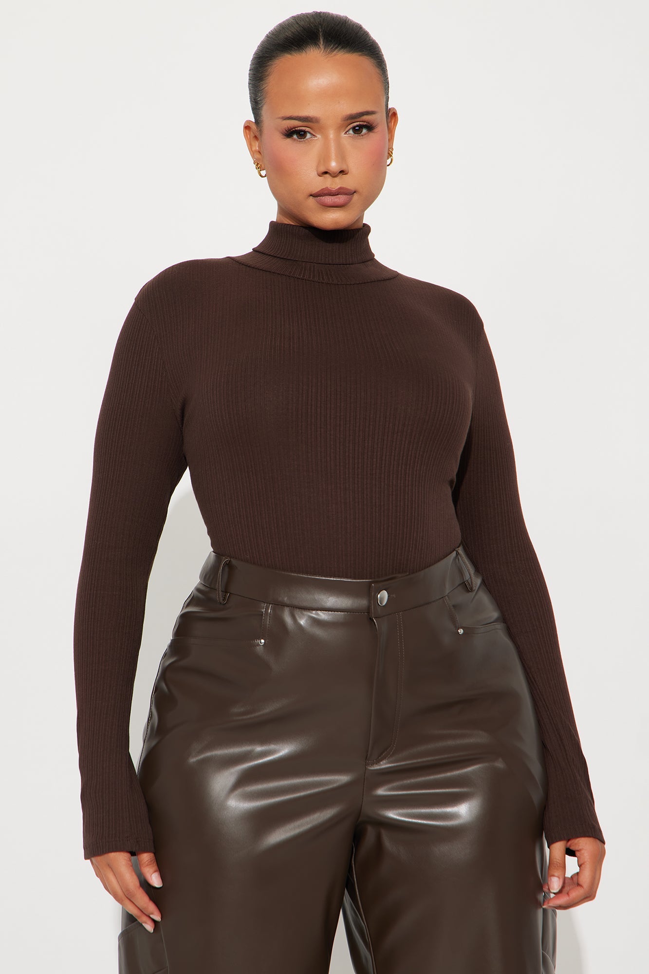 Tess Turtleneck Bodysuit - Chocolate