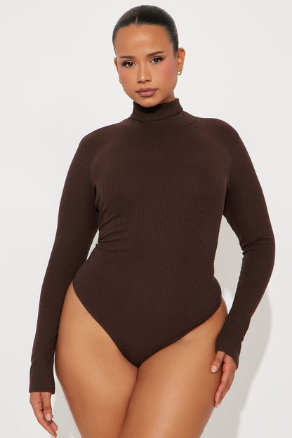 Tess Turtleneck Bodysuit - Chocolate
