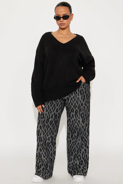 Serene V Neck Sweater - Black