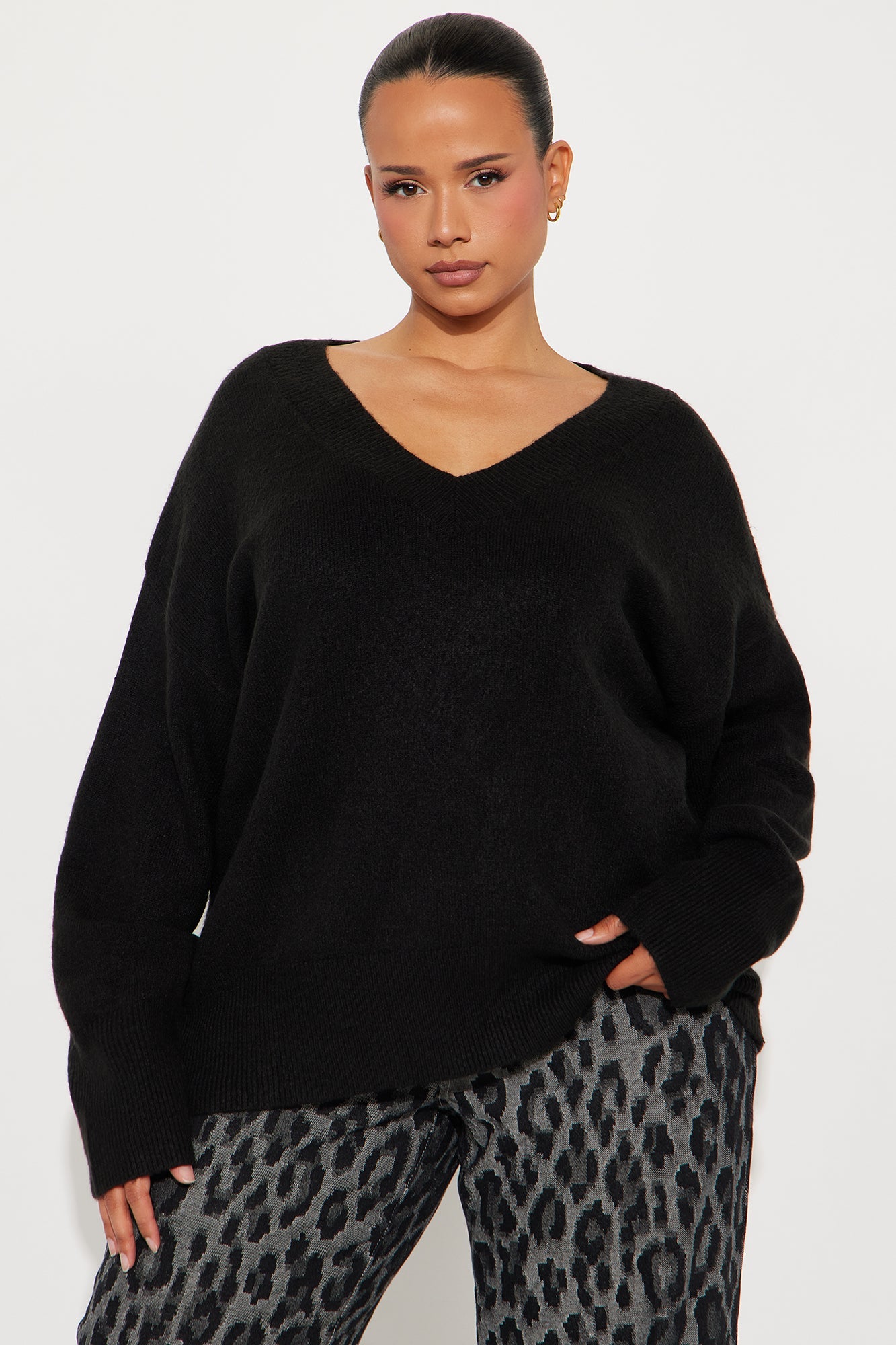 Serene V Neck Sweater - Black