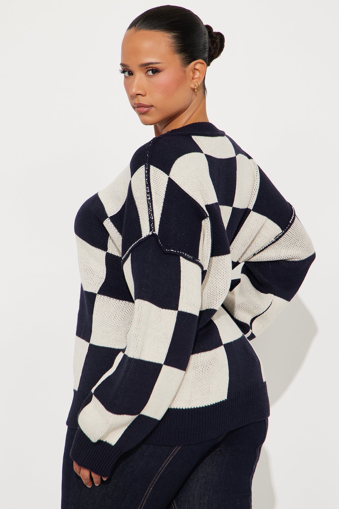 Lost On You Checkered Sweater - Black/combo
