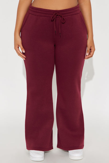 Candice Petite Lounge Flare Pant - Burgundy