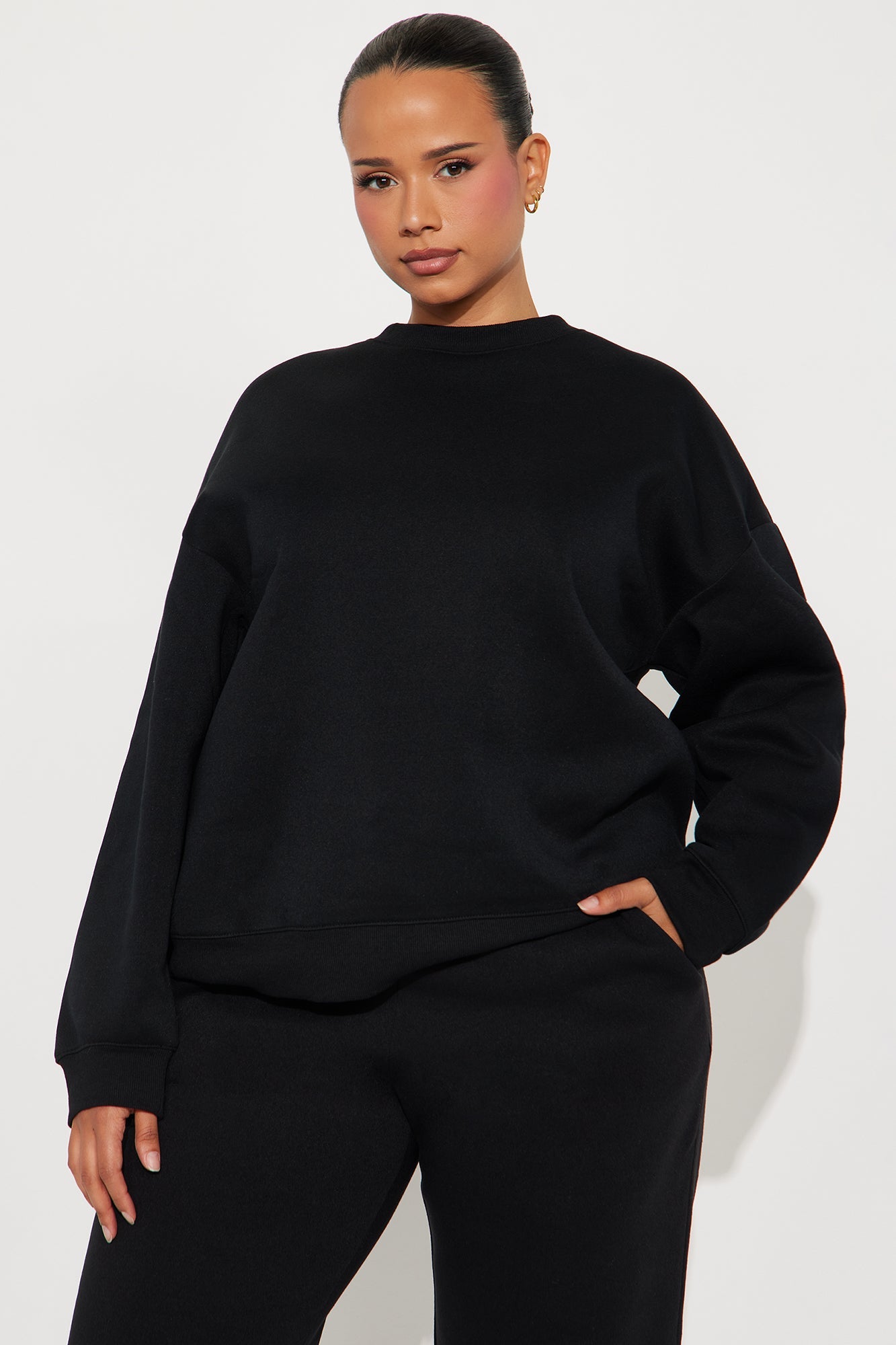 Candice Oversized Crewneck Sweatshirt - Black