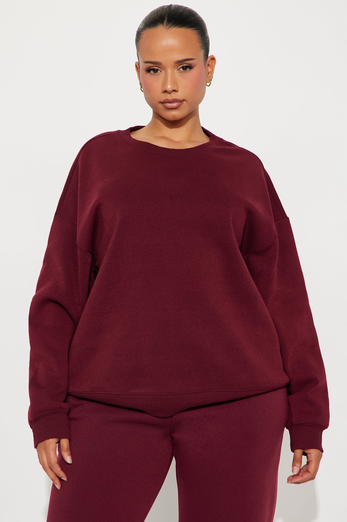 Candice Oversized Crewneck Sweatshirt - Burgundy