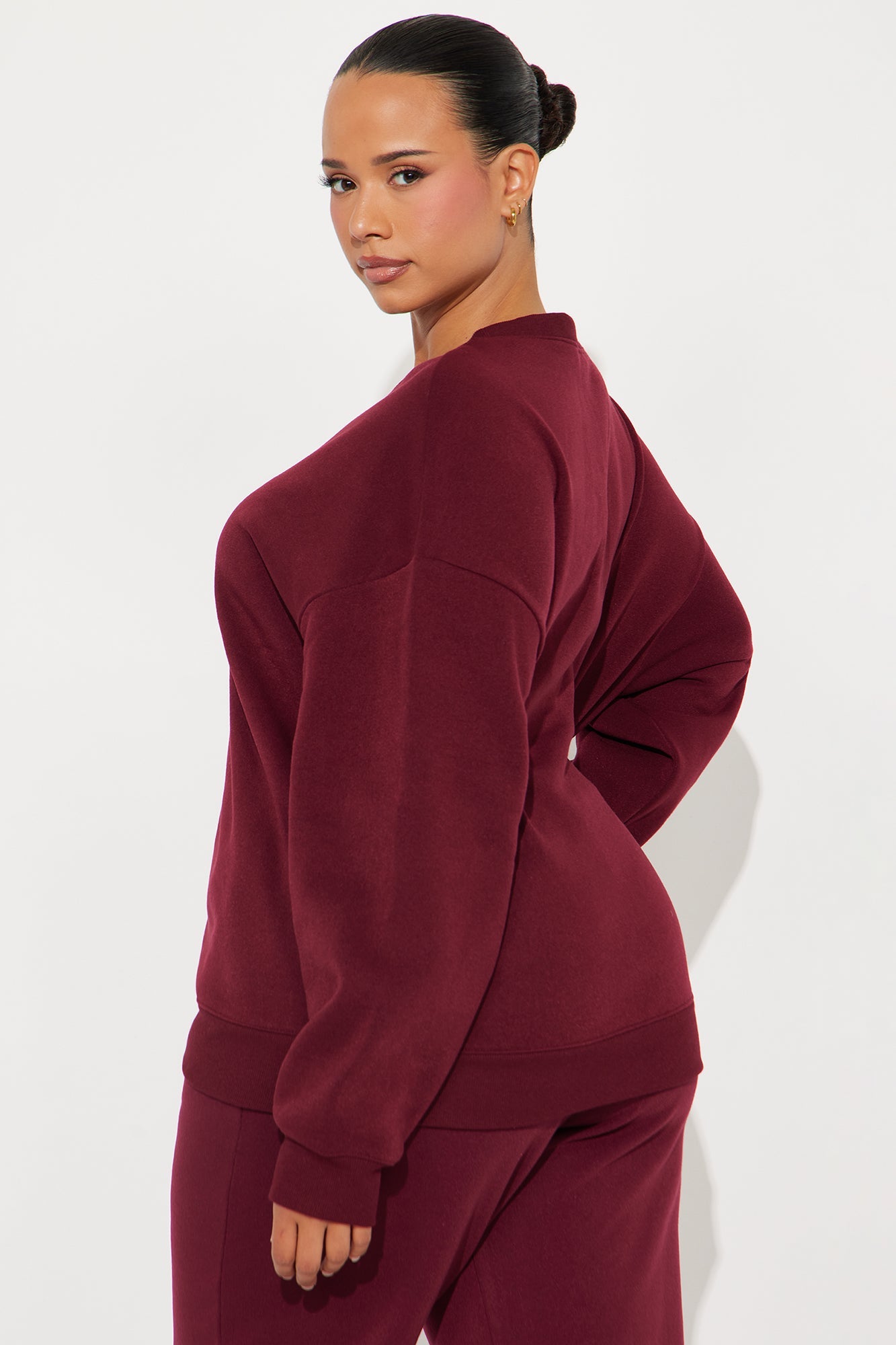 Candice Oversized Crewneck Sweatshirt - Burgundy