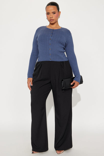 The Classic Cable Knit Cardigan - Blue