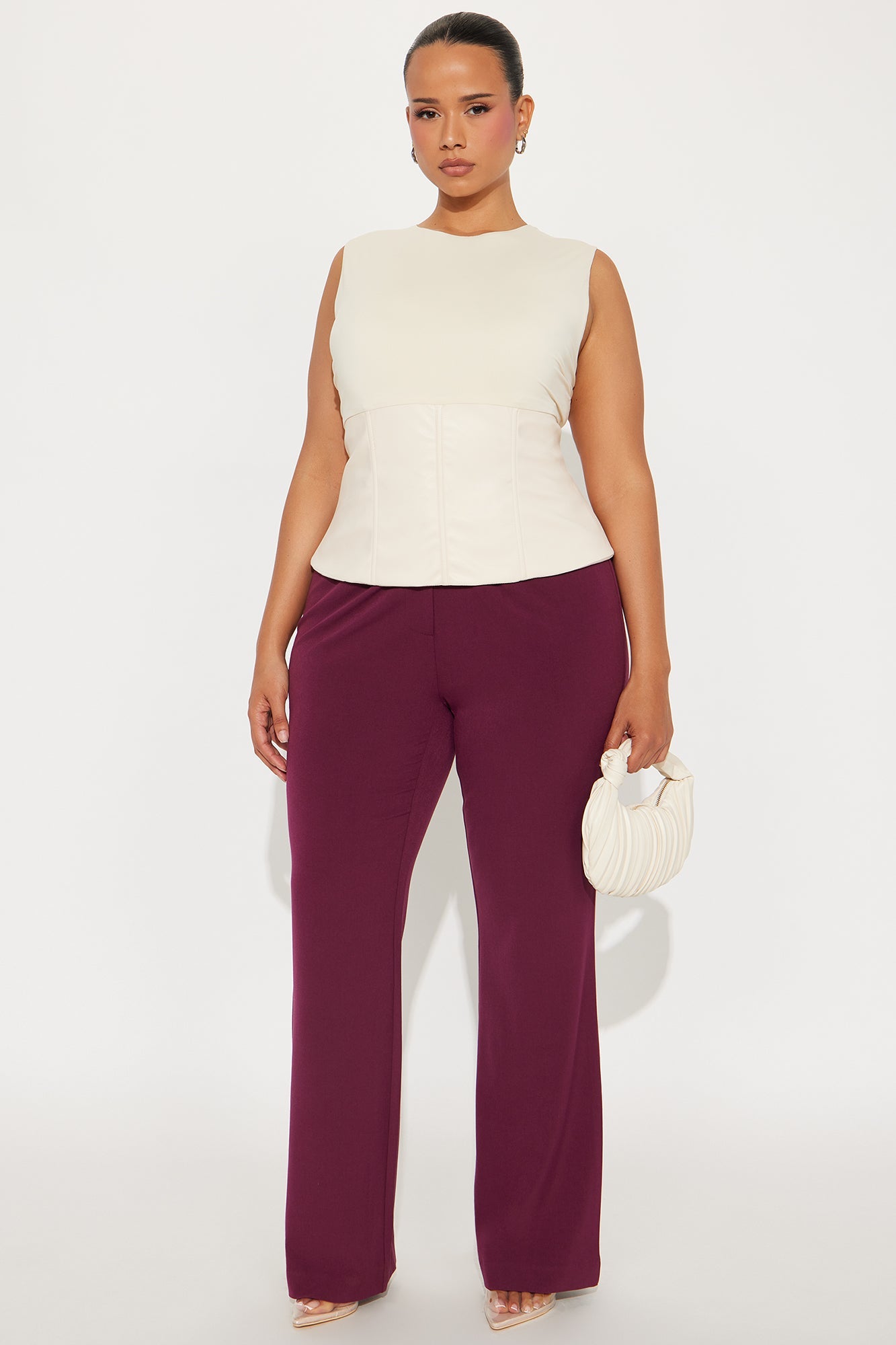 Tasha Dressy High Rise Pants - Burgundy